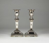 Lot 66 - A pair of Edwardian silver mounted...