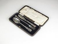 Lot 93 - A cased silver knife, spoon and fork set, Lee...