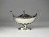 Lot 121 - A George III Adams style silver sauce tureen...
