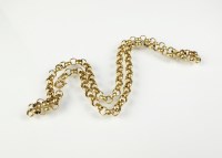 Lot 179 - A yellow metal belcher link chain, with bolt...