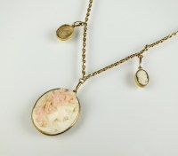 Lot 208 - A shell cameo pendant, depicting Bacchus,...