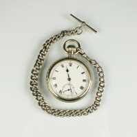 Lot 301 - A white metal Swiss made military open face...