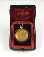 Lot 310 - A lady's yellow metal fob watch, the...