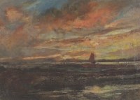 Lot 383 - Oliver Hall (1869-1957), On Sussex marshes,...