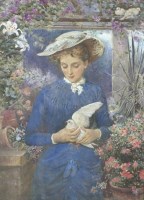 Lot 400 - Robert Crozier (1815-1891), Young lady holding...
