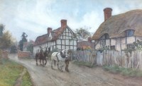 Lot 407 - Samuel Towers (1862-1943), Horses being led...