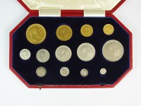 Lot 519 - An Edward VII cased specimen thirteen coin set,...