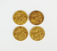 Lot 529 - Four sovereigns, comprising; Edward VII dated...