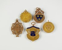 Lot 548 - A collection of five 9ct gold Shropshire...