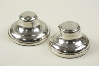 Lot 2 - A near pair of silver mounted inkwells, I S...