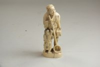 Lot 91 - A Japanese carved marine ivory okimono of a...