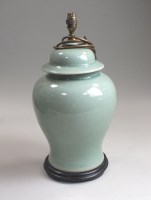 Lot 94 - A Chinese celadon glazed table lamp Modern...