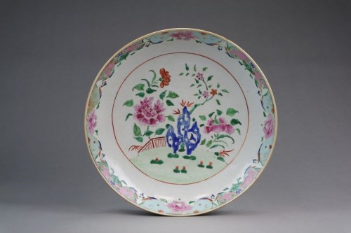 Lot 19 - A large Chinese famille rose dish 18th Century...