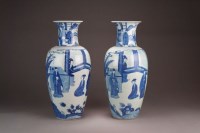 Lot 76 - A pair of Chinese blue and white vases Kangxi...