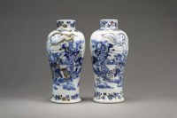 Lot 78 - A pair of Chinese blue and white and copper...