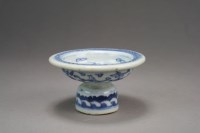 Lot 81 - A Chinese blue and white stem cup Qing Dynasty,...
