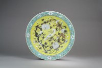 Lot 101 - A Chinese Dayazhai style yellow ground charger...