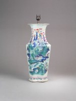 Lot 109 - A Chinese famille rose double-lozenge vase...