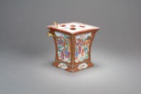Lot 117 - A Chinese famille rose lozenge form rose bulb...