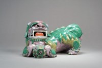 Lot 131 - A Chinese famille verte guardian lion Qing...