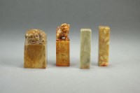 Lot 170 - Four Chinese soapstone seals Late Qing Dynasty...