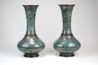 Lot 199 - A pair of large Chinese Champlere bottle vases...