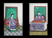 Lot 217 - A collection of nine Chinese paintings on pith...
