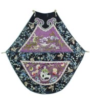 Lot 224 - A Chinese embroidered silk garment fragment...