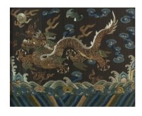 Lot 231 - A pair of Chinese embroidered silk garment...