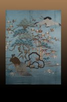 Lot 234 - A Japanese embroidered silk panel Meiji period...