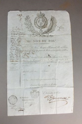 Lot 92 - FRENCH PASSPORT, 1819, issued to one Thomas...