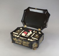 Lot 289 - A Chinese export lacquer sewing box 19th...