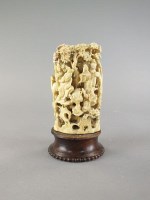 Lot 300 - A Chinese canton carved ivory tusk section...