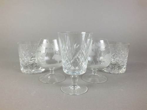 Lot 365 - Six cut glass water tumblers together with a...