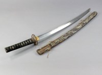 Lot 398 - A Japanese Katana and scabbord (distressed)