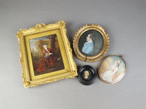 Lot 429 - A collection of portrait miniatures; a English...