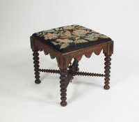 Lot 520 - A Victorian walnut tapestry top stool with...