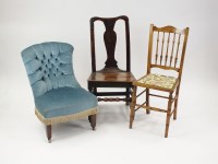 Lot 525 - A George III elm panel seat dining chair with...