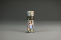 Lot 8 - A cylindrical scent bottle case with white...