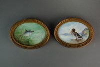 Lot 66 - A pair of English oval plaques by J.Hodgkiss,...