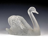 Lot 132 - A Lalique figure of a swan, post war, clear...