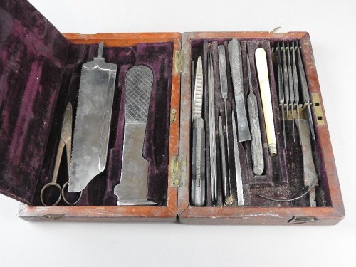 Lot 141 - A Victorian mahogany cased autopsy set, the...