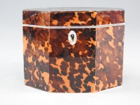 Lot 143 - A George III hexagonal tortoiseshell tea caddy...