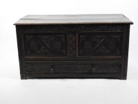 Lot 237 - A joined oak mule chest, 17th century, the...