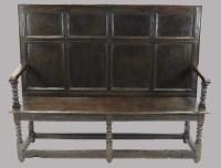 Lot 268 - An oak panel back settle, 18th century and...