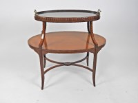 Lot 278 - A Edwardian satinwood oval two tier etagere,...