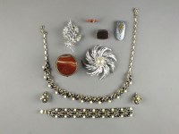 Lot 2 - A hardstone set brooch, together with a...