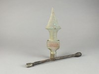 Lot 69 - A cast brass ceremonial spear head, inscribed...