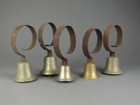Lot 76 - A set of fifteen cast metal hand bells,...