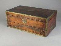 Lot 87 - A rosewood and brass inlaid campaign style lap...